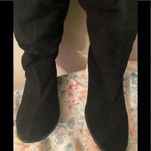 Women’s Sz 10 Black Suede Slouch Knee Pump boots